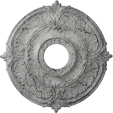 Attica Ceiling Medallion (Fits Canopies up to 5"), 18"OD x 4"ID x 5/8"P, Ultra Pure White Crackle